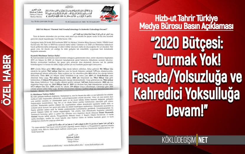 Hizb-ut Tahrir Türkiye’den 2020 Bütçesine Sert Eleştiri!