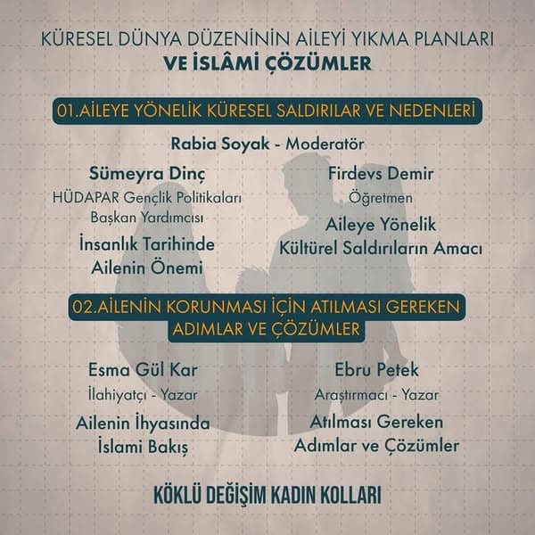 KÖKLÜ DEĞİŞİM KADIN KOLLARI ANKARA'DAN “KÜRESEL DÜNYA DÜZENİNİN AİLEYİ YIKMA PLANLARI VE İSLAMİ ÇÖZÜMLER ÇALIŞTAYI”