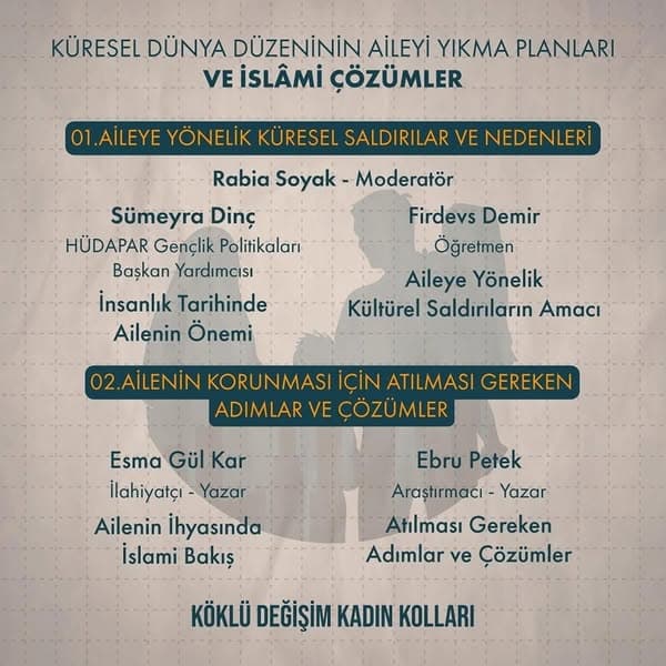KÖKLÜ DEĞİŞİM KADIN KOLLARI ANKARA'DAN “KÜRESEL DÜNYA DÜZENİNİN AİLEYİ YIKMA PLANLARI VE İSLAMİ ÇÖZÜMLER ÇALIŞTAYI”