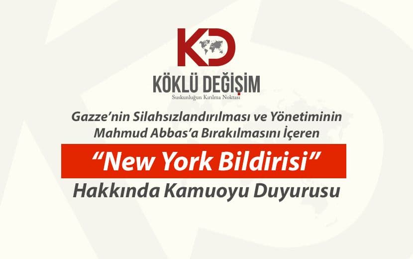 Köklü Değişim’den Gazze’nin Silahsızlandırılmasına Tepki: “Gazze’ye İhanettir”